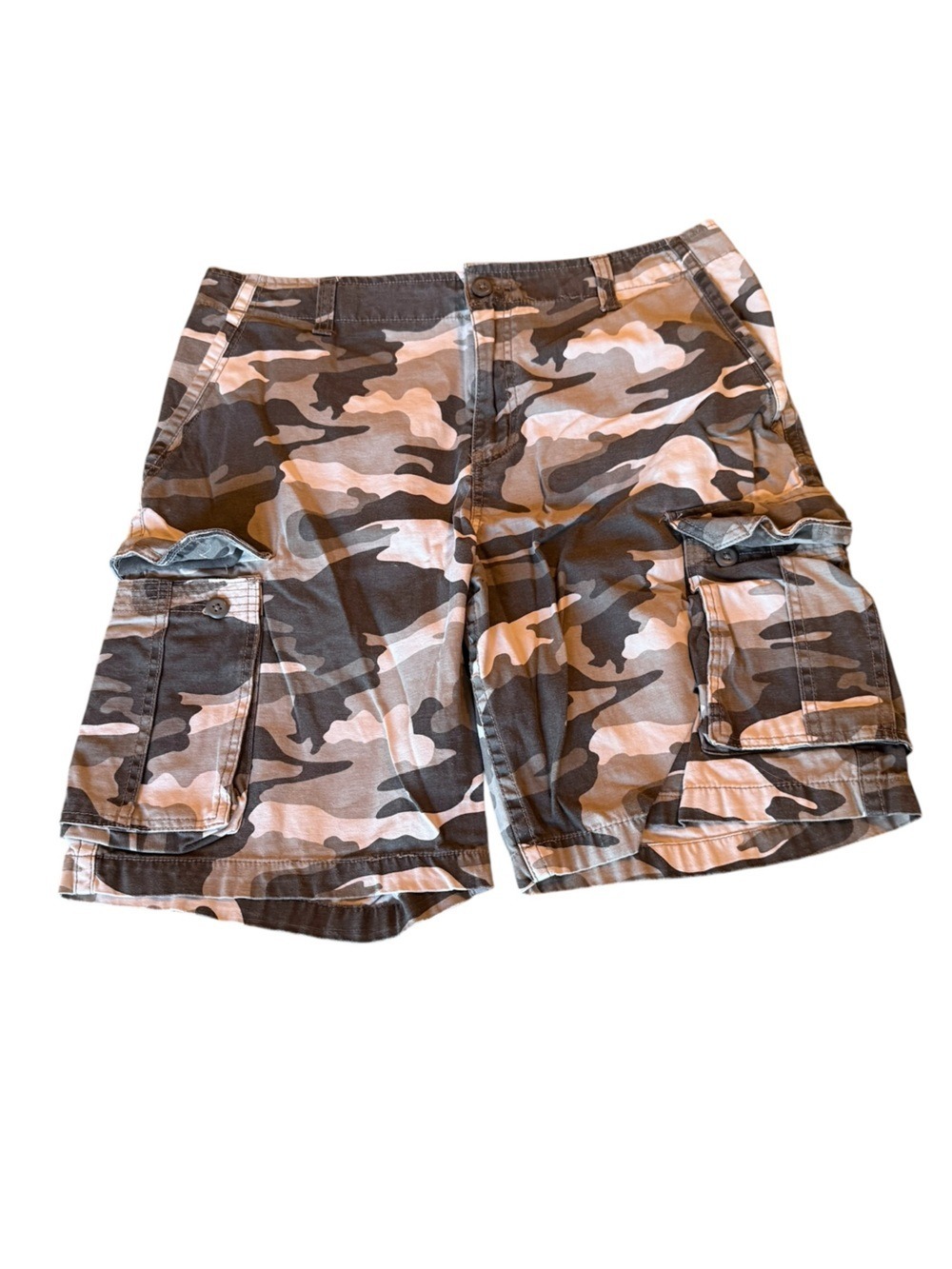 Faded Glory Men's Gray White Camo Cargo Shorts